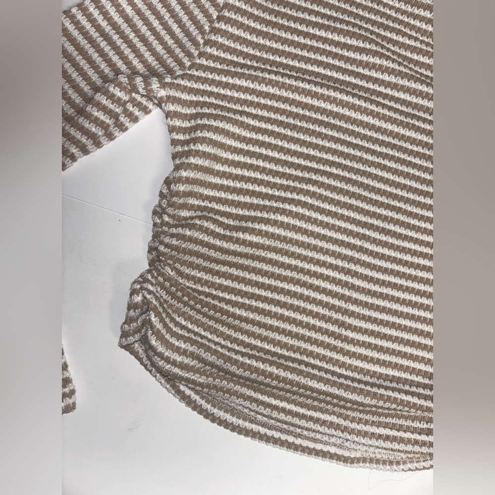 350. Beige & White Striped Turtleneck Top - Picture 4 of 6